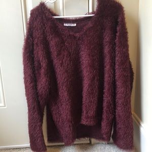 Burgundy fluffy sweater